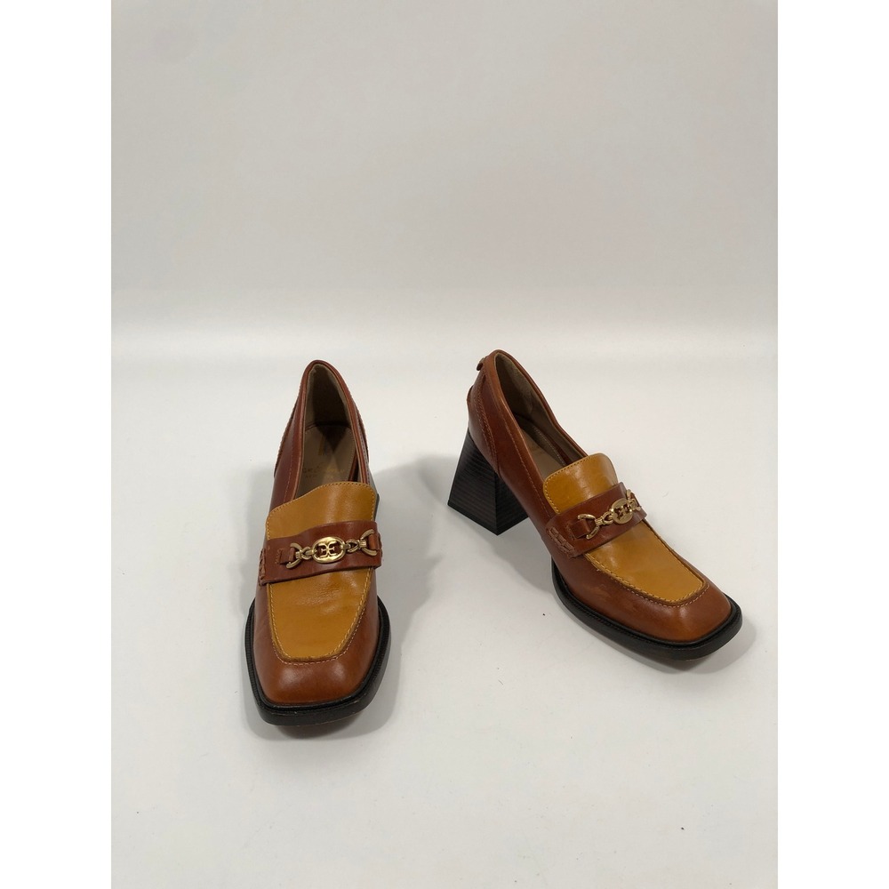 Sam Edelman Quincy Loafer Block Heels Womens 6.5 Brown Academia Librarian Retro